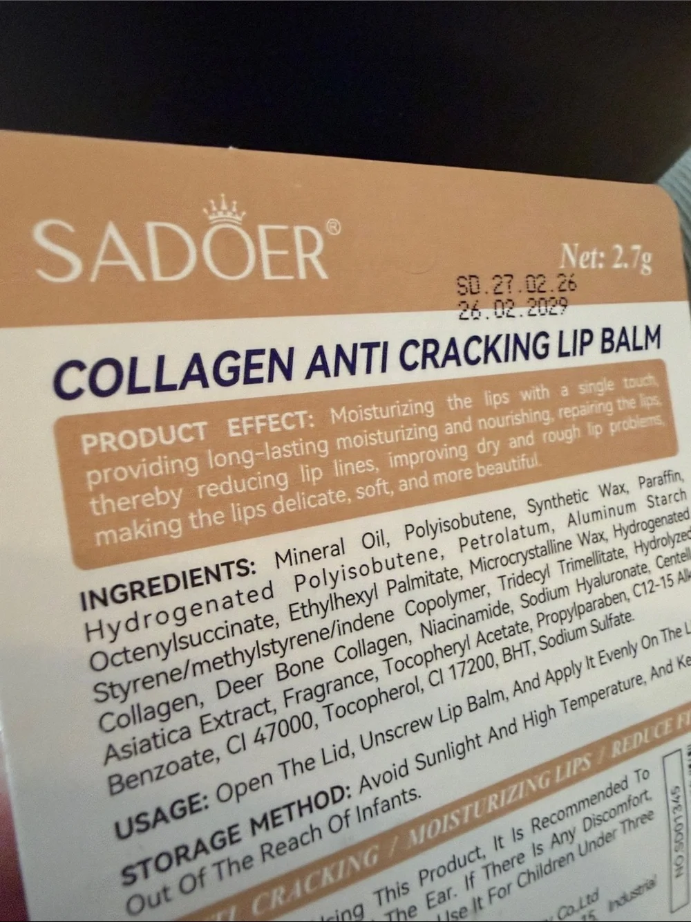 SADOER NIB Collagen Anti-Cracking Lip Balm - White 2.7g